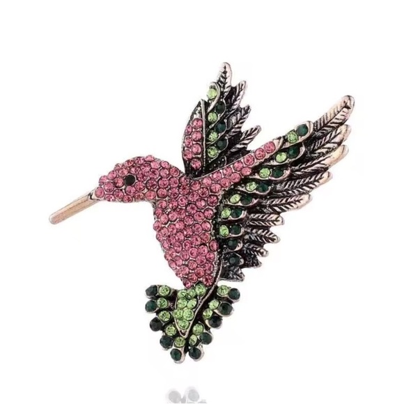 Anthropologie Jewelry - Hummingbird Pink Bird Brooch
